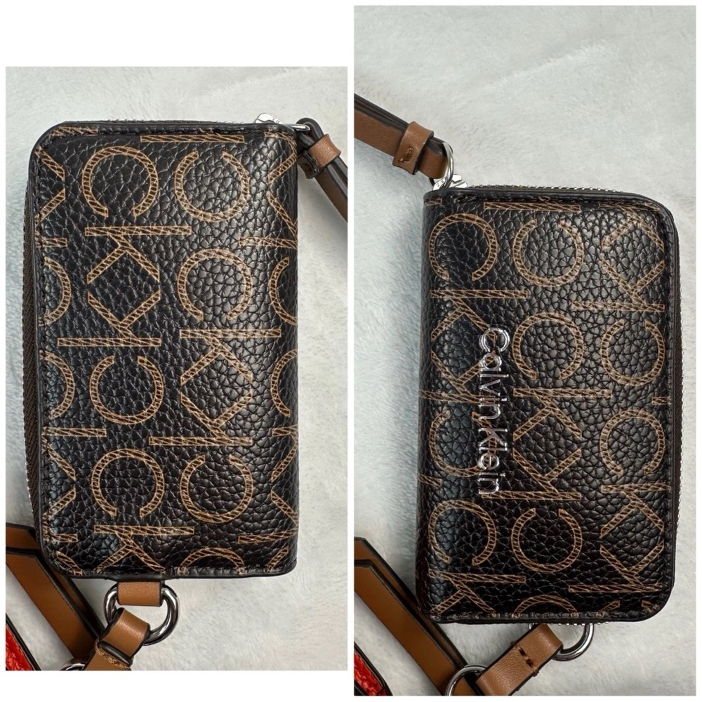 Calvin Klein Women's Bella Multi Crossbody Purse Wallet Coin Pouch Red Brown - Picture 11 of 16